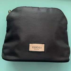 GUCCI Beauty Black Satin Look Poly Cosmetic Bag